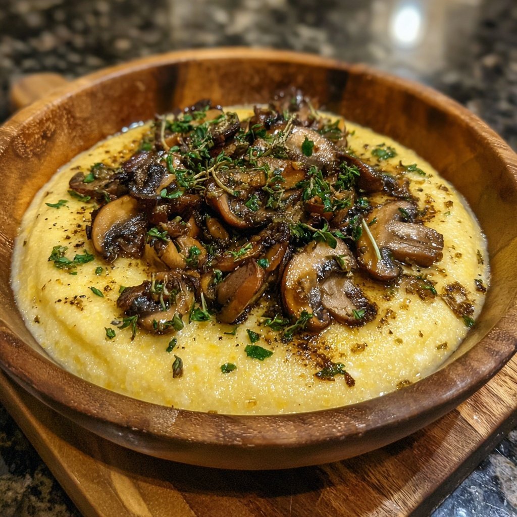 Romantic Creamy Polenta with Mushrooms
