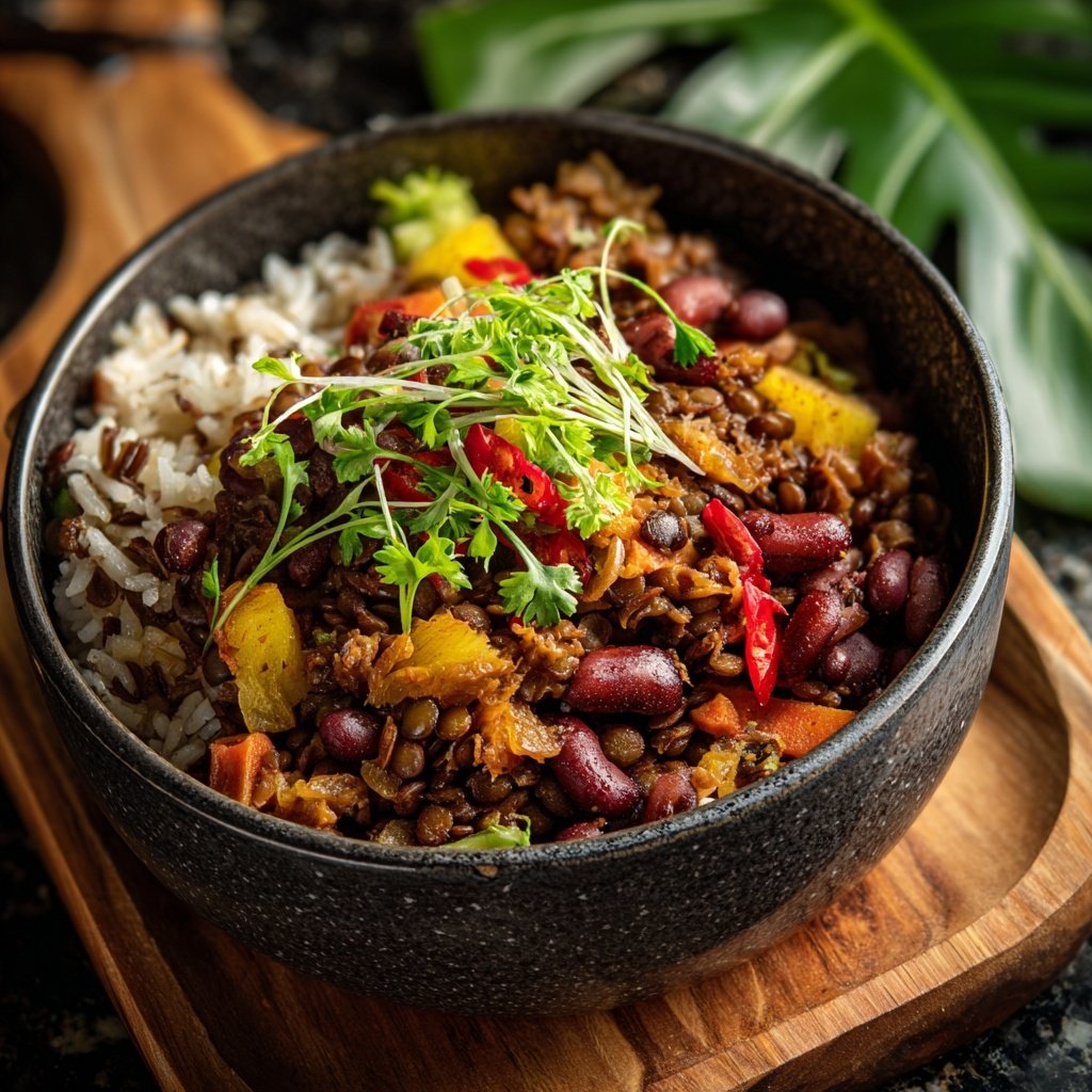 Jamaican Spiced Lentil Rice Bowl