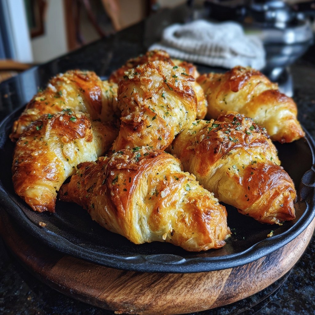 Crispy Butter Garlic Croissant Rolls