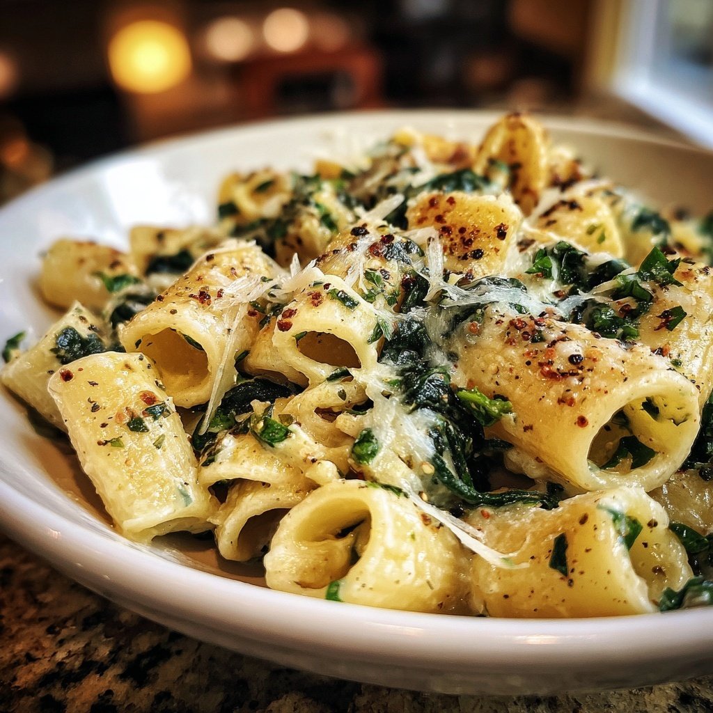 Creamy Spinach Garlic Pasta