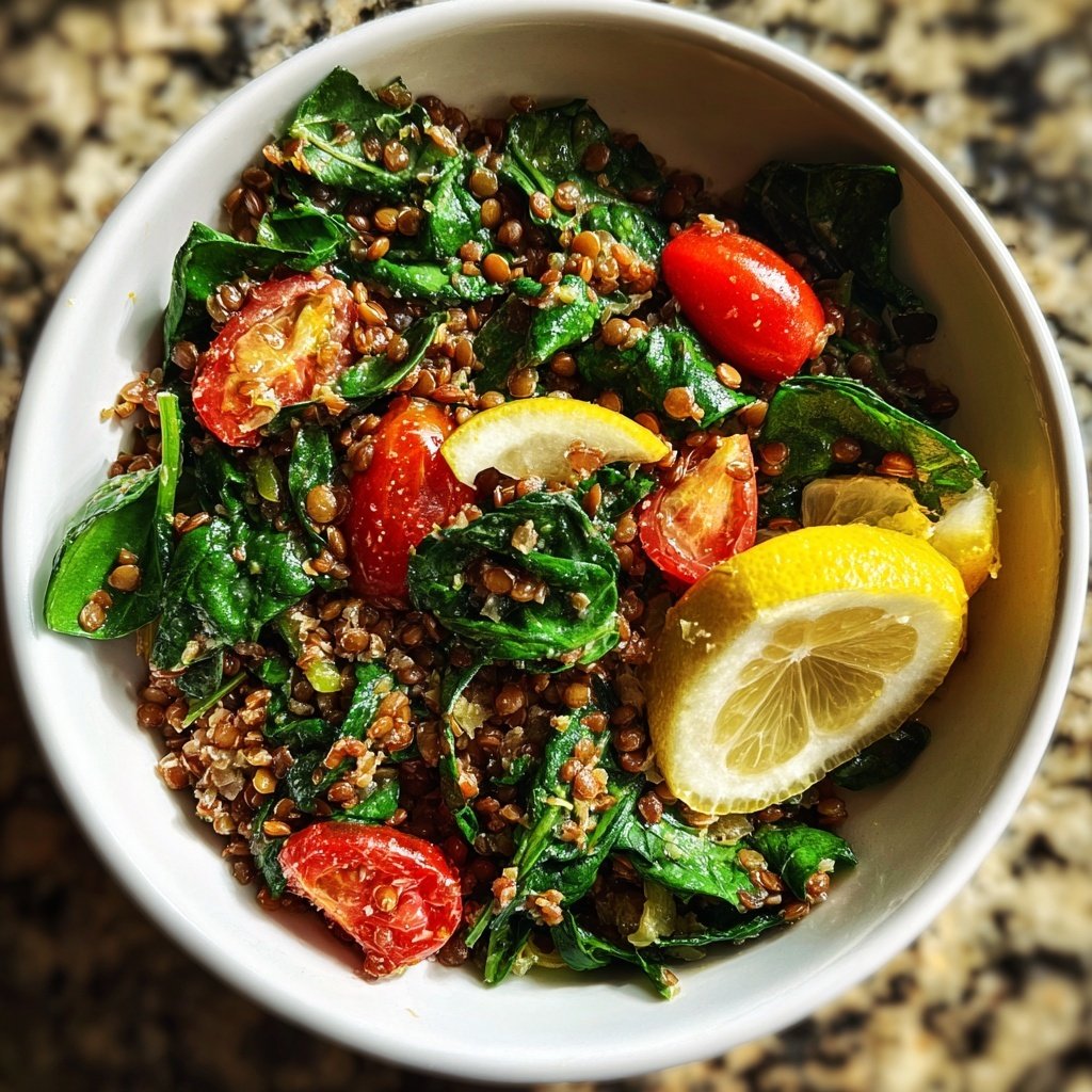 Healthy Lunch Lentil Salad with Lemon