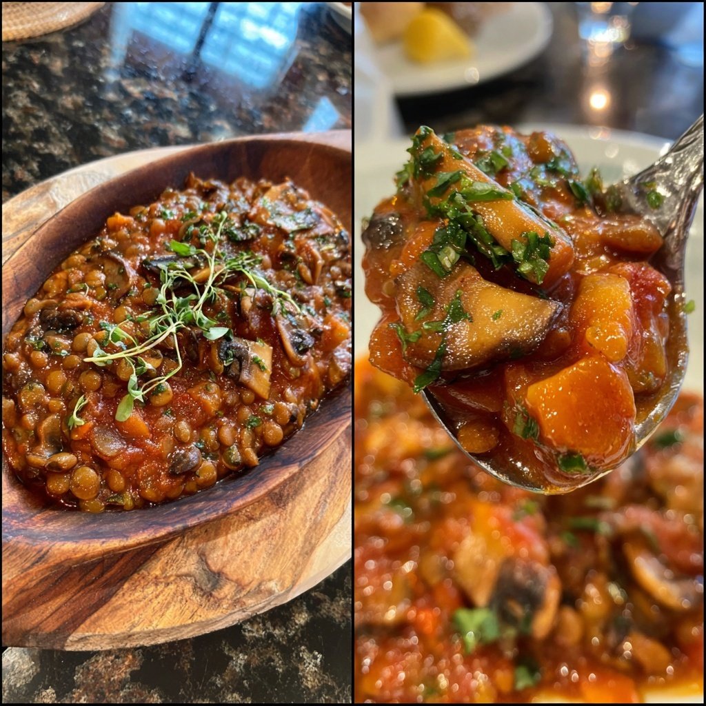 Creamy Tomato Mushroom Lentils