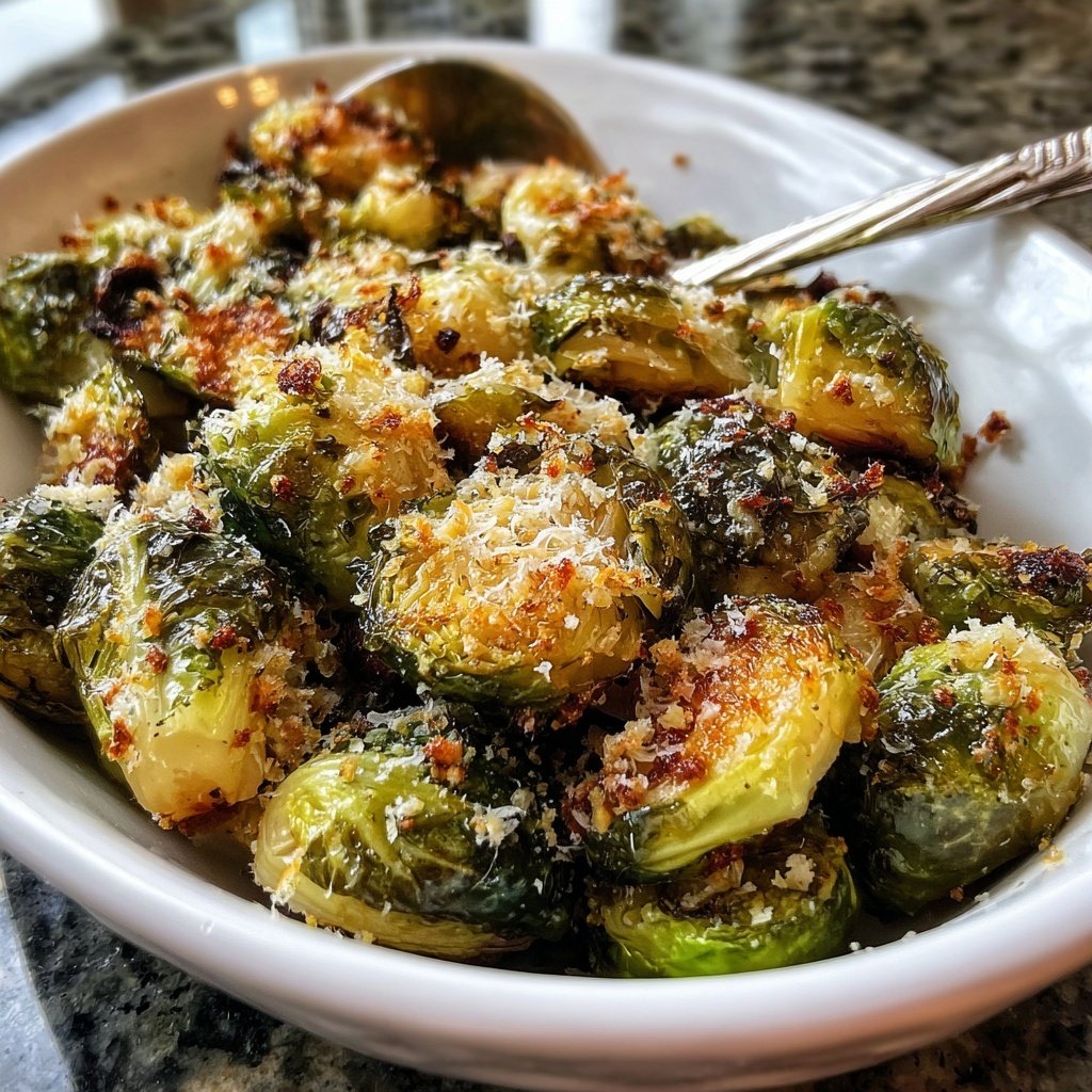 Garlic Parmesan Roasted Brussels Sprouts