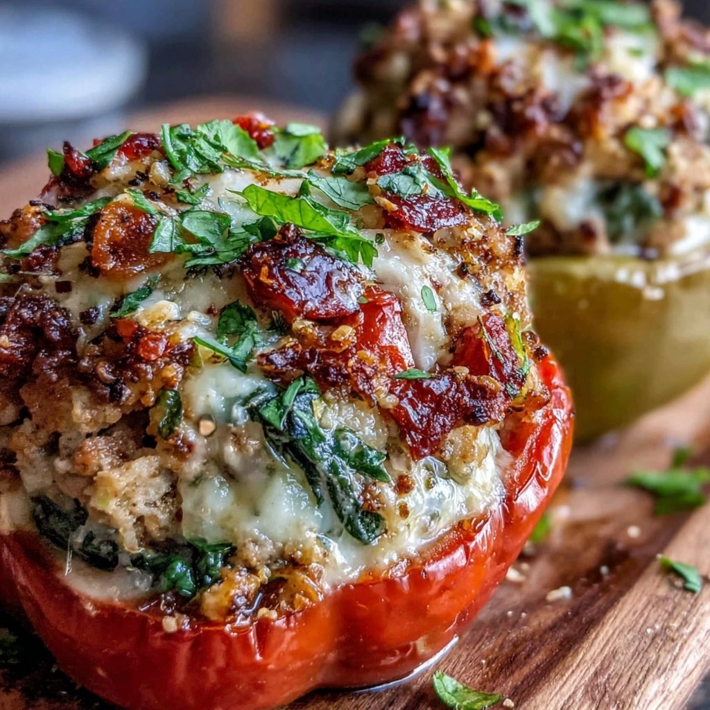 Ground Turkey And Spinach Stuffed Peppers
