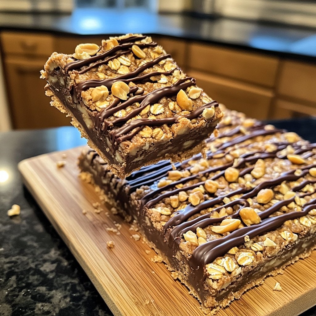 Chocolate Peanut Butter Oat Bars